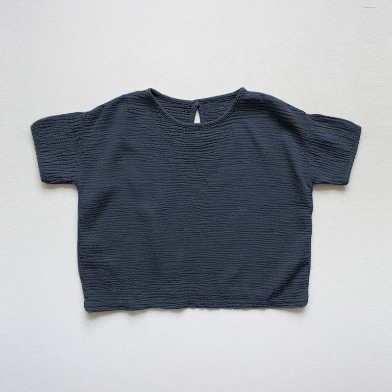 Girls' Sweet Cotton Short-Sleeve Top | Dark Pink