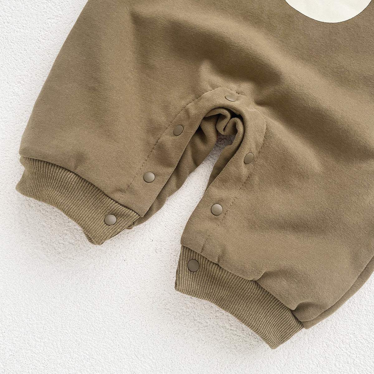 Baby Little Bear Fake Two-Piece Long-Sleeve Onesie | Apricot And Coffee Brown