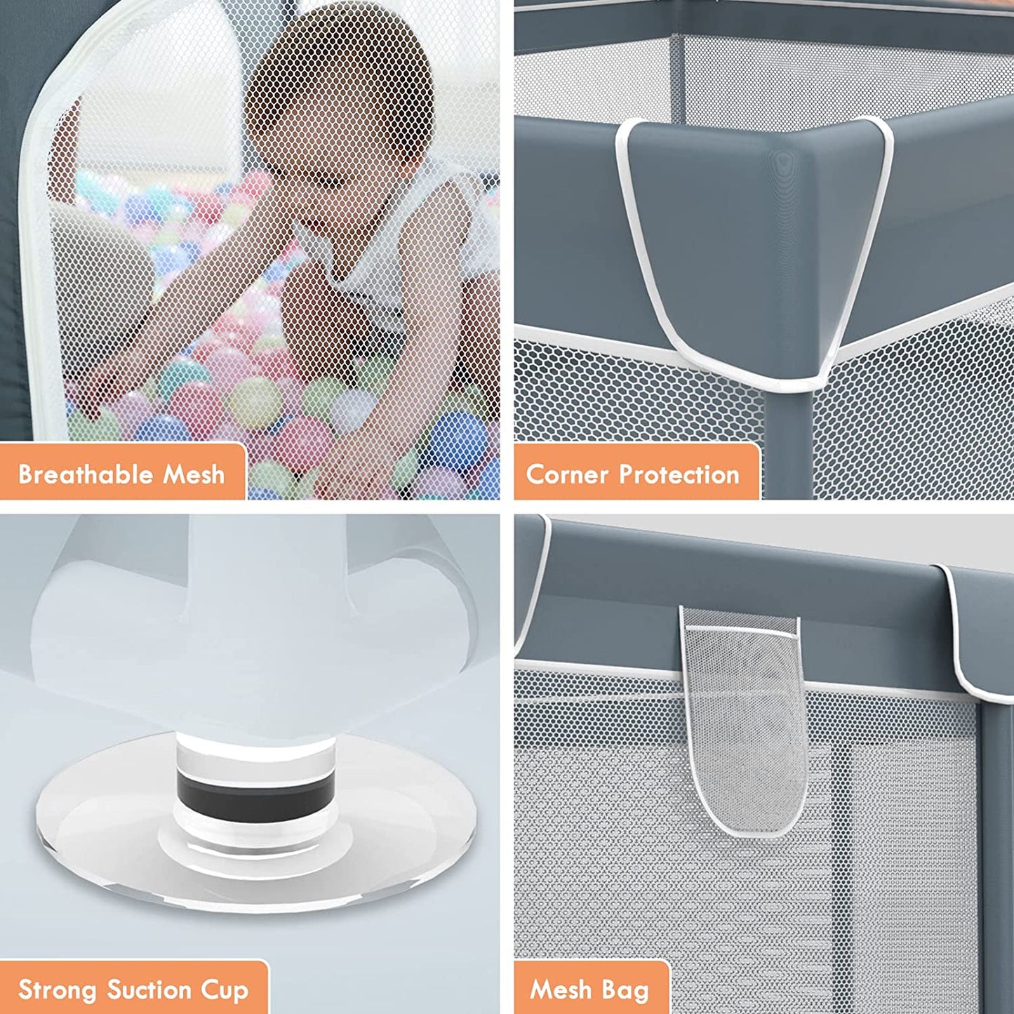 Limited Space Baby Play Pen with Gate and Breathable Mesh Fence - ToylandEU