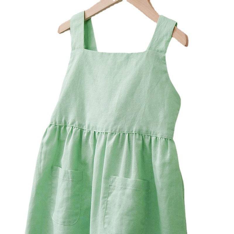Kids Cotton Linen Dress | Sleeveless Summer | Lightweight Weave | 90cm To 130cm
