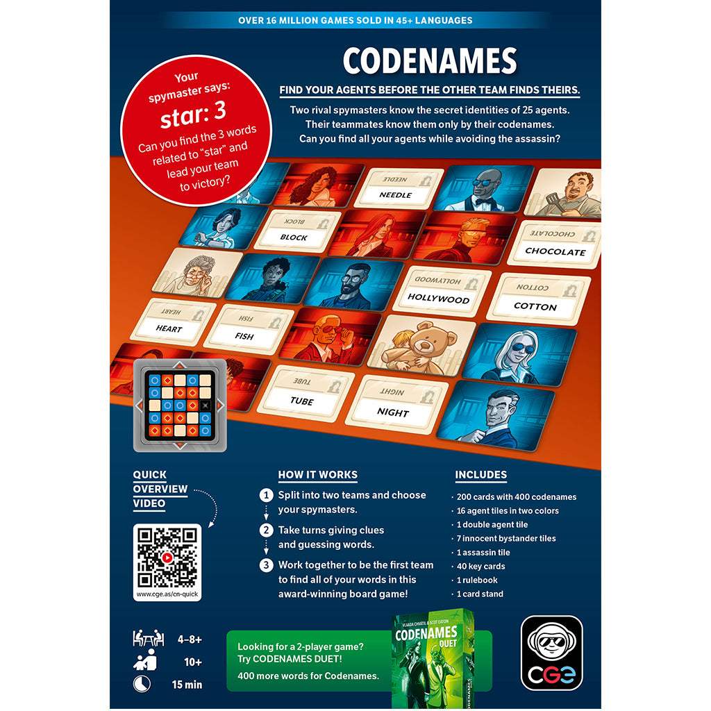Codenames Party Word Game | 2 Spymaster Teams