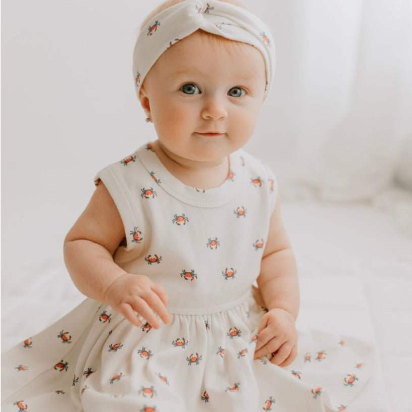 Girls Tank Twirl Dress | Pure Organic Cotton | Crab Print | Toddler Summer