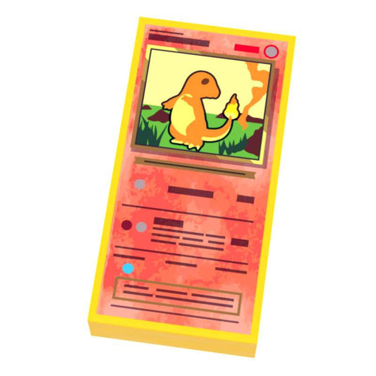 Fire Lizard Pocketball Card | 1x2 Tile | Minifig Accessory | B3 Customs