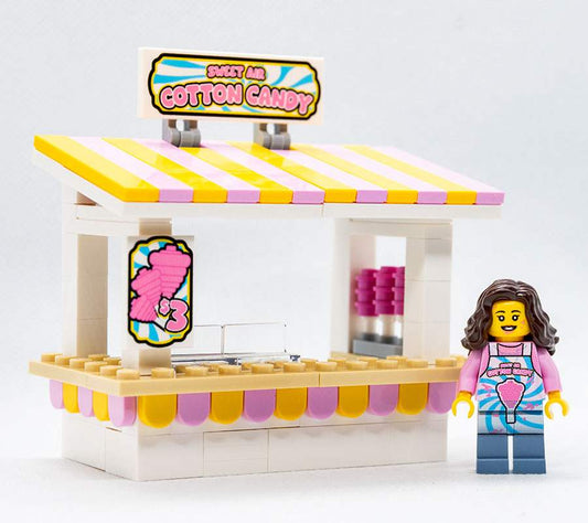 Sweet Air Cotton Candy Stand With Employee Minifig | Brick Build | B3 Customs