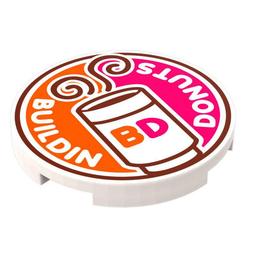 Buildin' Donuts Coffee Sign 3x3 Round Tile | Custom Printed Tile | B3 Customs