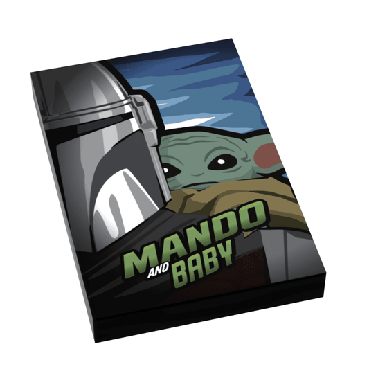 Mando And Baby Brick Wars Movie Cover Tile 2x3 | Custom Printed Tile | B3 Customs