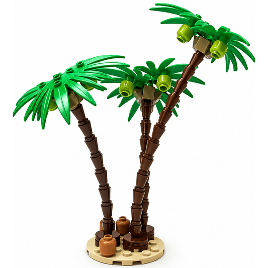 Brick Built Palm Trees | 3 Piece Tropical Set | 6X6 Stud Base Display