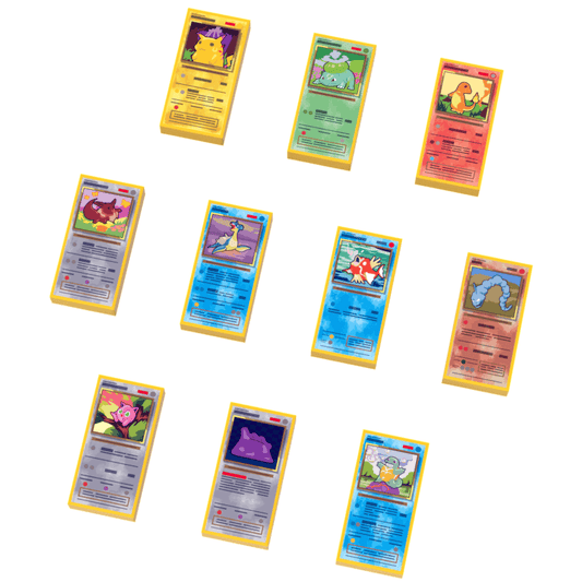 Custom Card Tiles | Series One Pack | Yellow 1x2 Print | Building Toy Sets