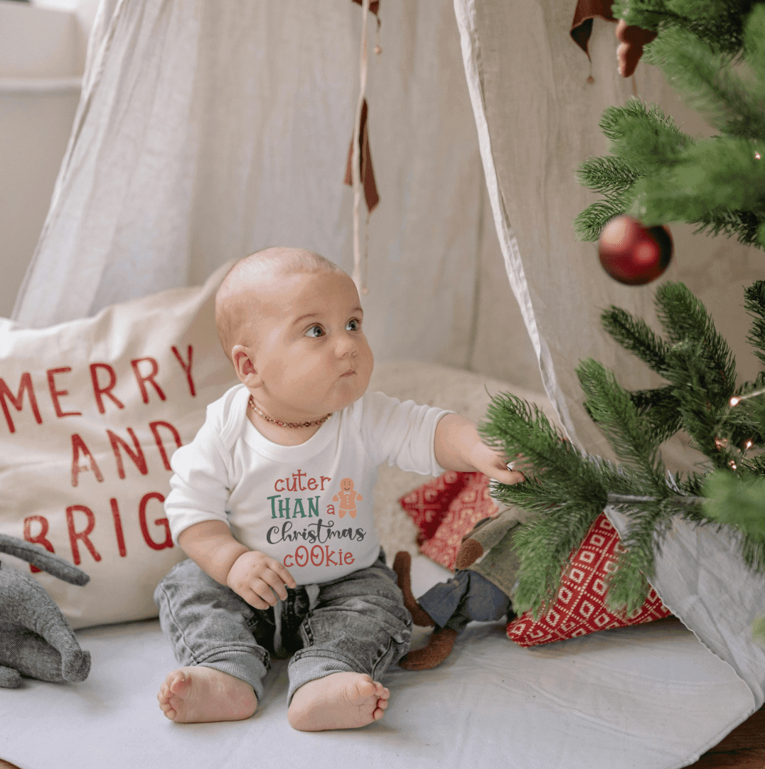 Long Sleeve Baby Bodysuit | Christmas Cookie Graphic | Newborn to 24 Months