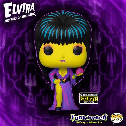 Funko Pop! Icons Elvira Black Light | Vinyl Figure | Entertainment Earth Exclusive