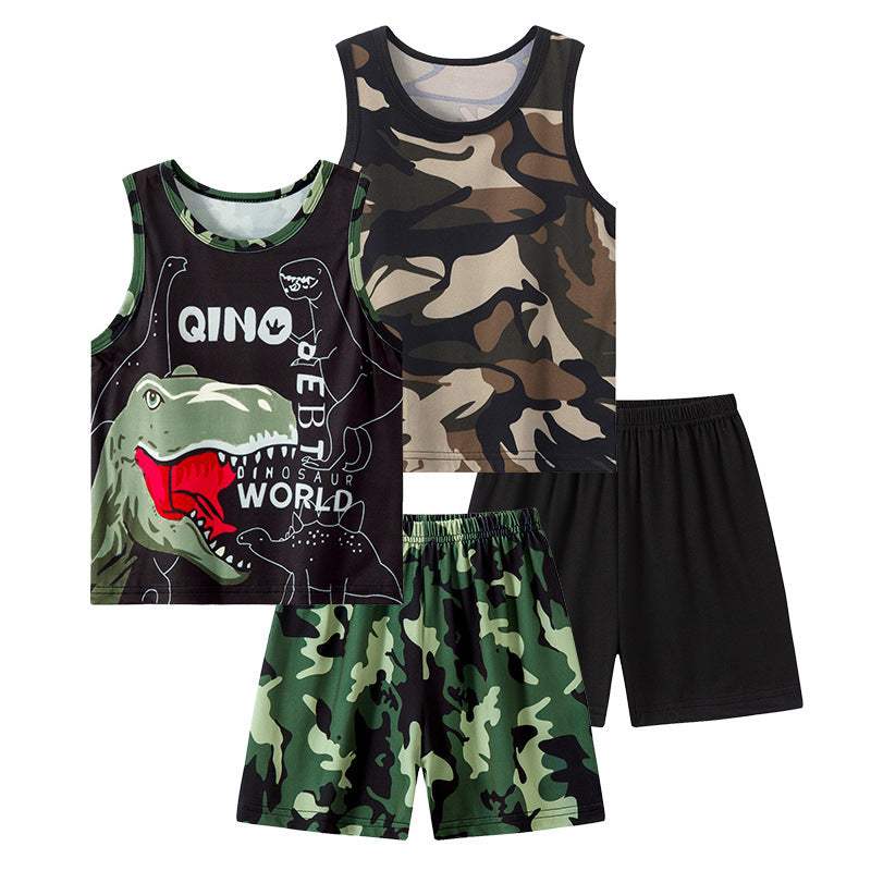 Boys' And Girls' Printed Vest Suit | Dinosaur
