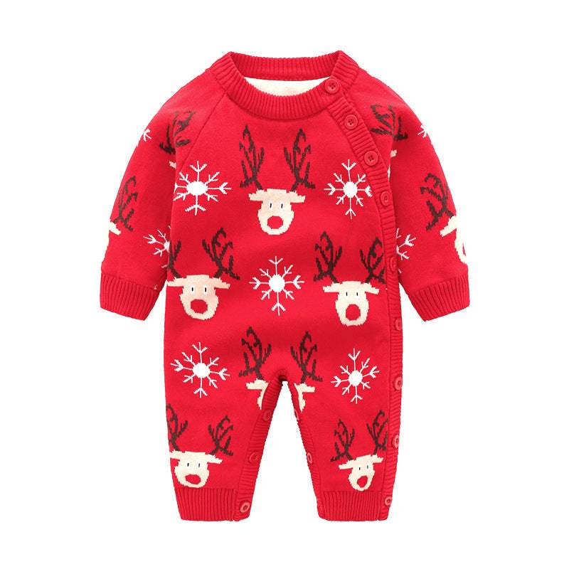 Newborn Thick Cotton Crawling Suit | Red-Faced Deer | Korean Style