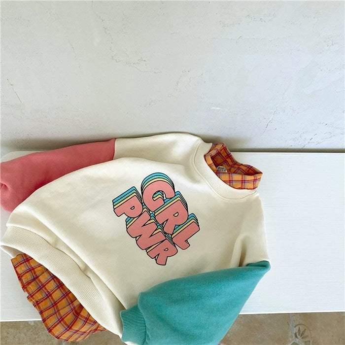 Kids' Contrast Sleeve Letter Sweater And Color-Block Pants Set | Baby & Children's Outfits