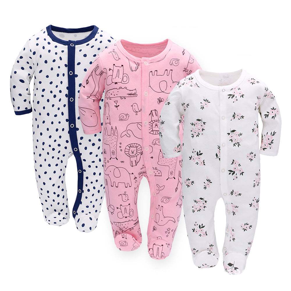 Baby Long-Sleeve Romper 3-Piece Set | Fox Raindrop And Unicorn Designs
