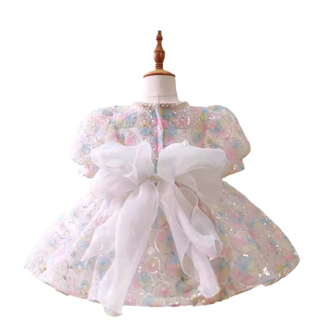 Girls Princess Dress | Bow Print Polyester | Soft Pettiskirt | Ages 2 To 6