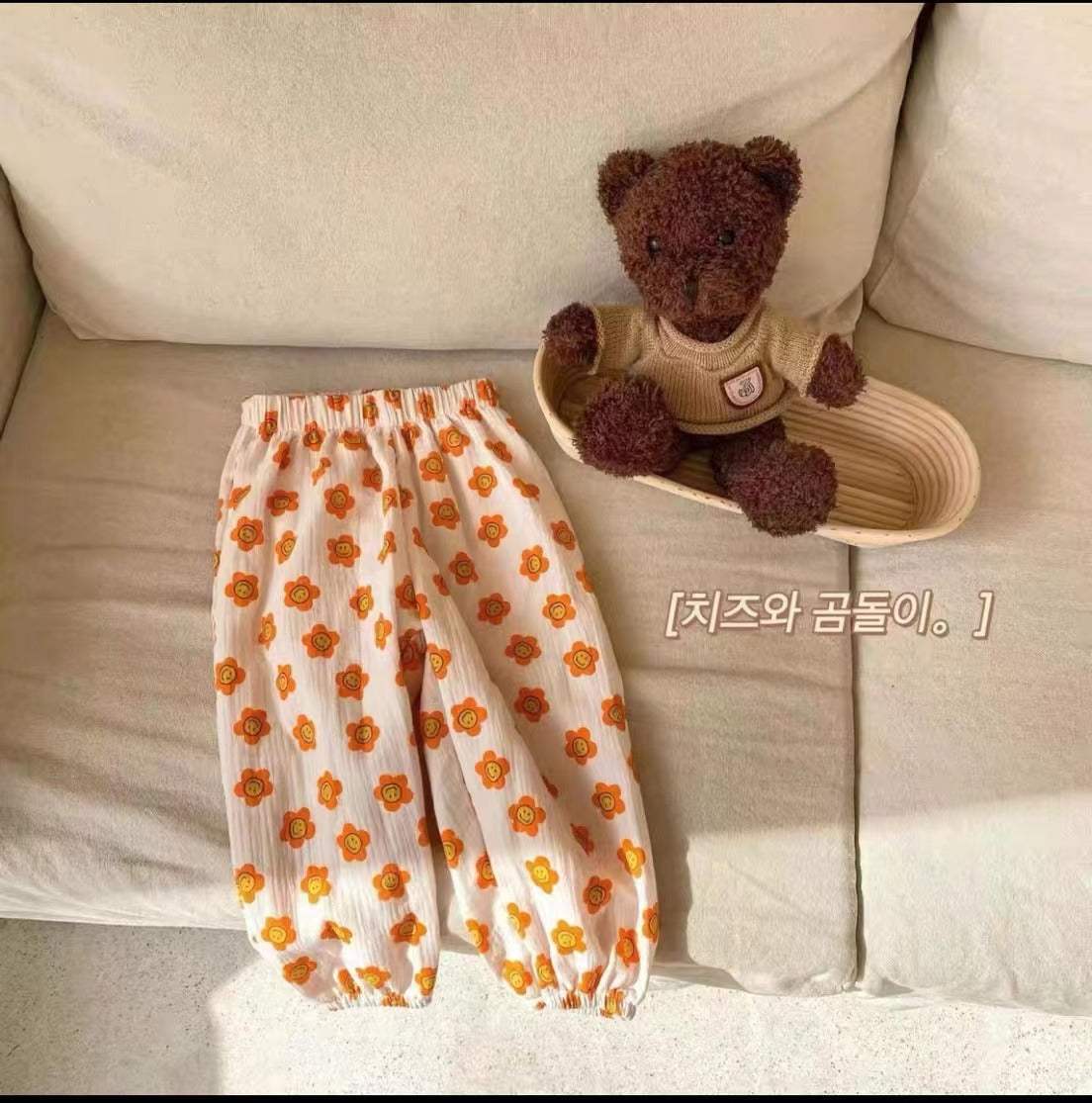 Kids' Double-Layer Ankle-Tie Ultra-Thin Cropped Pants | Cartoon Prints