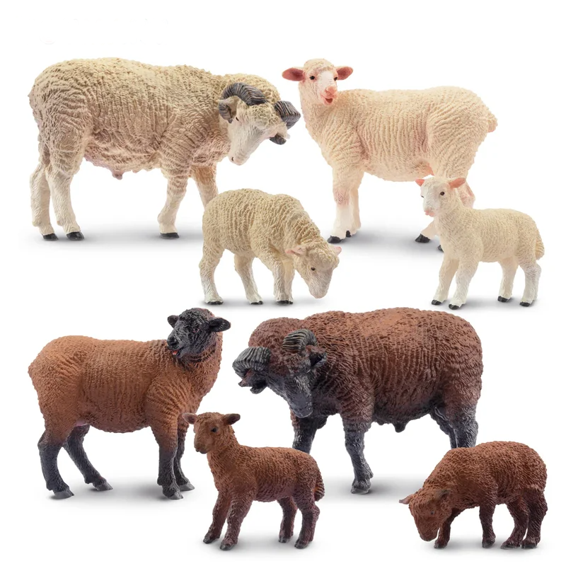 Merino Sheep Figures Set | 8 Pieces | Mini PVC Figures | Gift For Kids