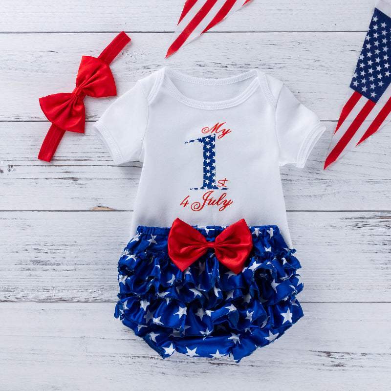 Baby Rompers | Independence Day Graphic | Cotton Blend | 0 To 3 Months