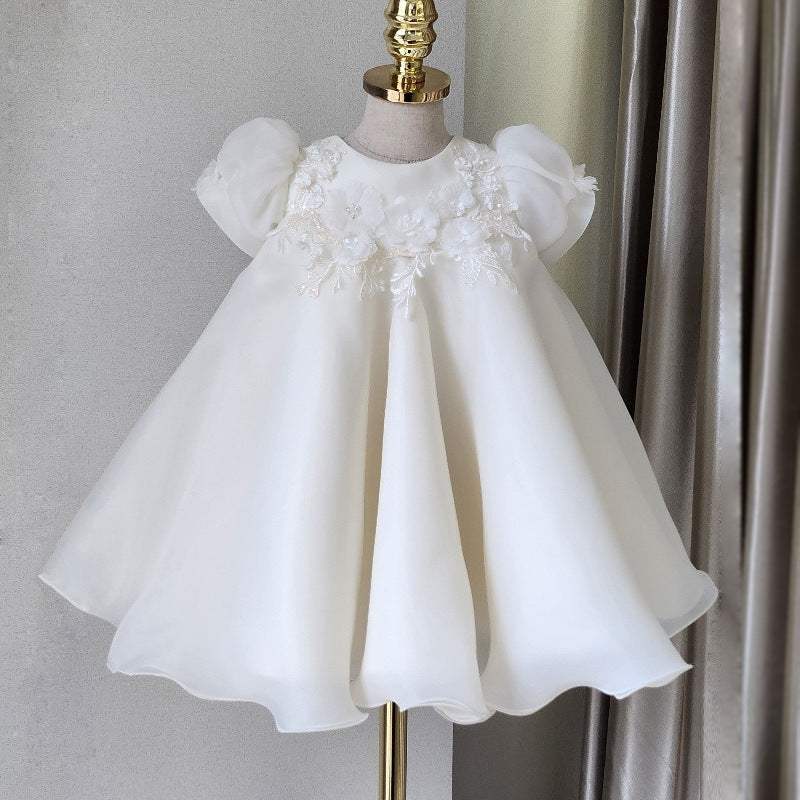 Girls Wedding Dress | Polyester Fabric | White Color | Sizes 80 To 130cm