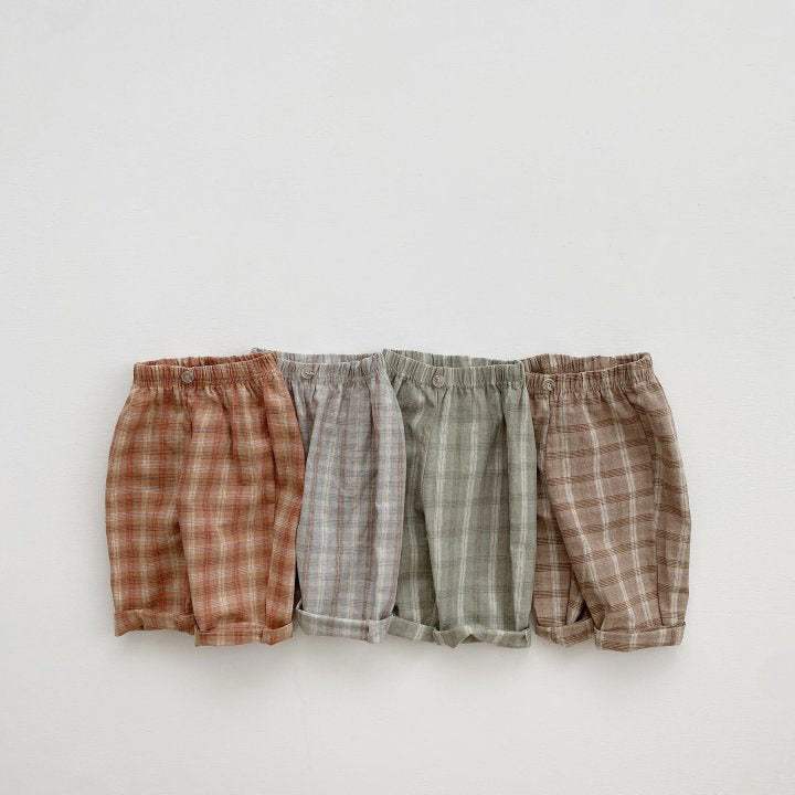 Baby Boys' Plaid Trousers | Leisure | Orange, Gray And Green Plaid
