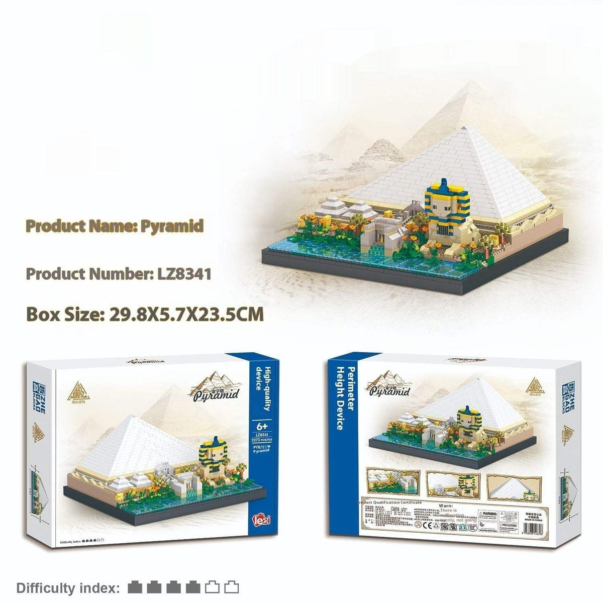 Pyramid Micro Diamond Building Blocks | LZ8341, 2273 Pieces