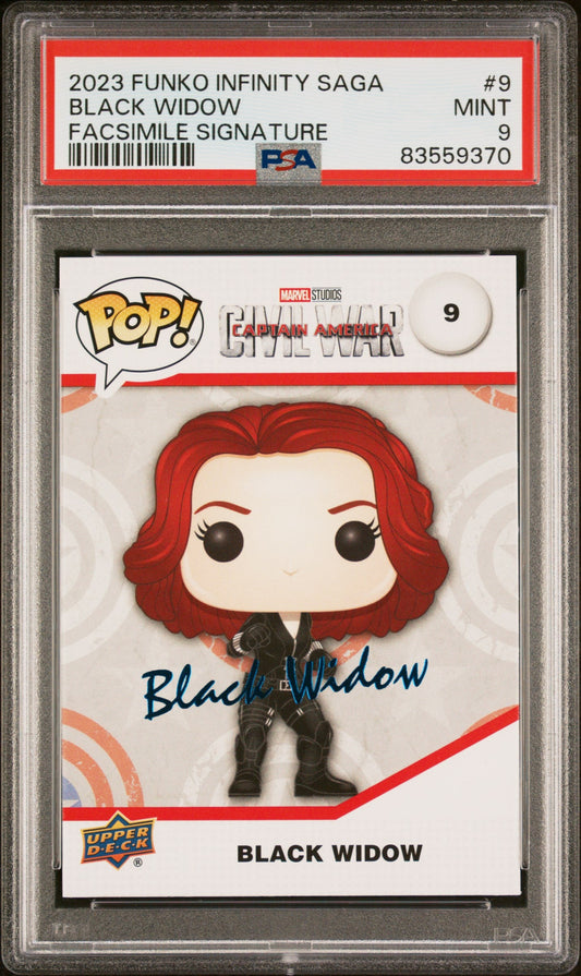 Black Widow Facsimile Signature Funko Pop Card PSA 9