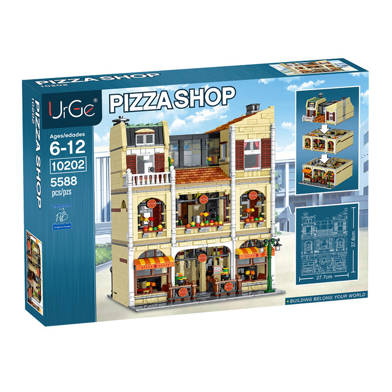 Challenging Pizza Shop Building Blocks Toy Model with Town Scene Toyland EU Toyland EU