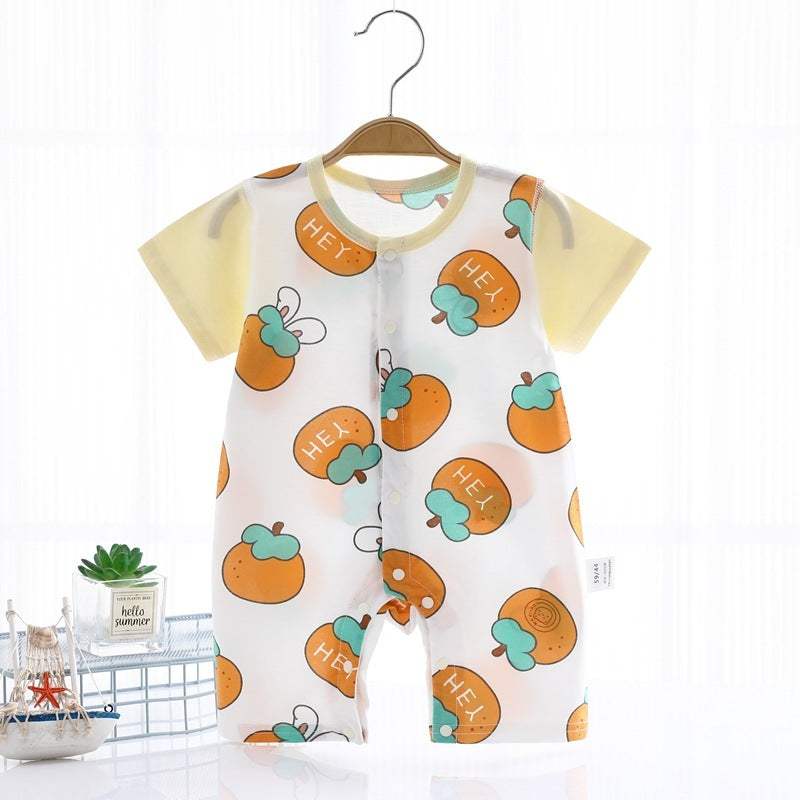 Baby Pure Cotton Summer Short-Sleeve Jumpsuit | Thin | Animal And Fruit Prints