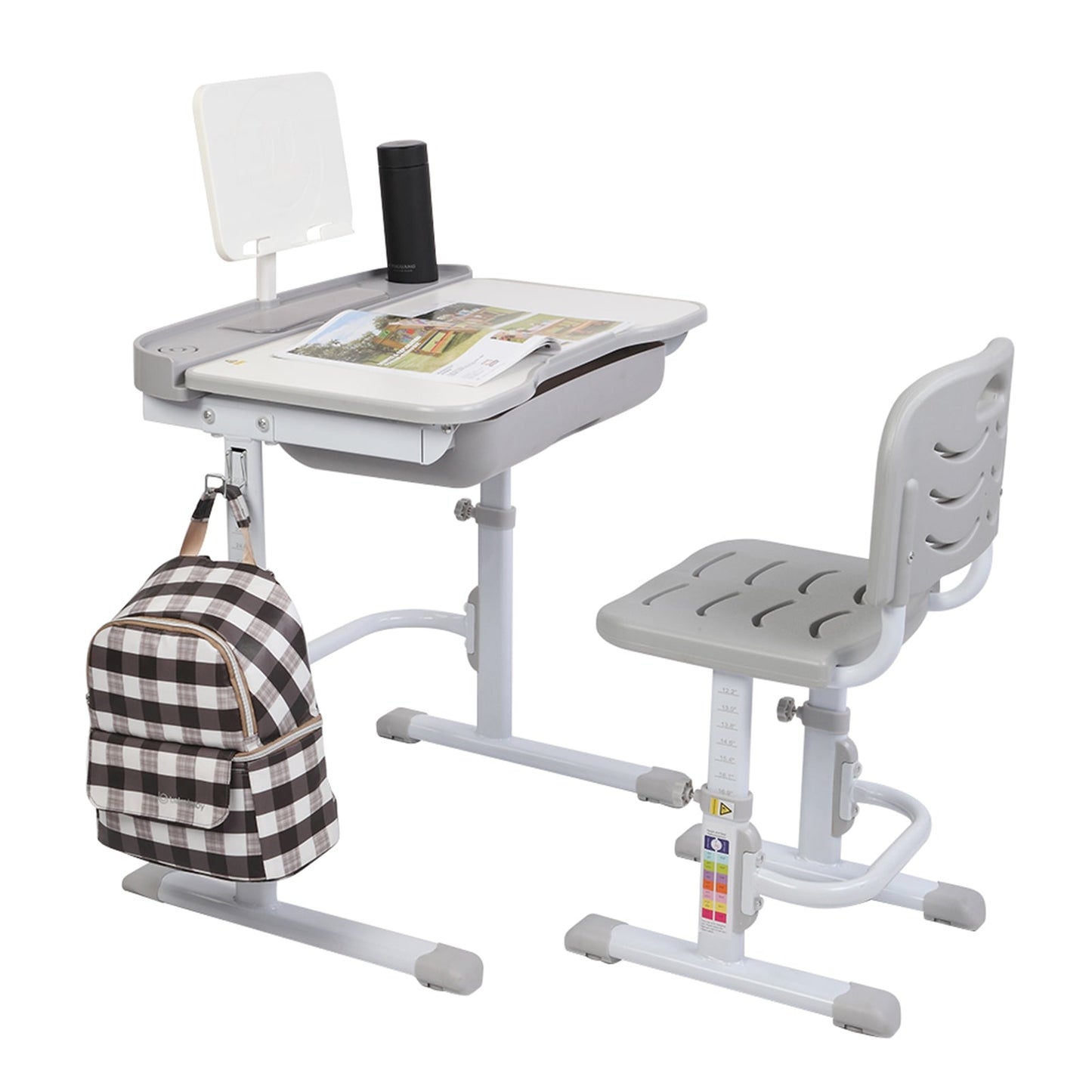 Height-Adjustable Children's Learning Table with Tilting Function and Chair - ToylandEU