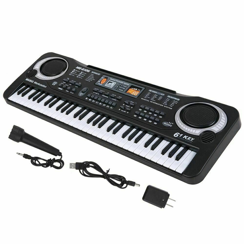 Portable 61-Key Electronic Keyboard with Built-In Microphone for Kids - ToylandEU