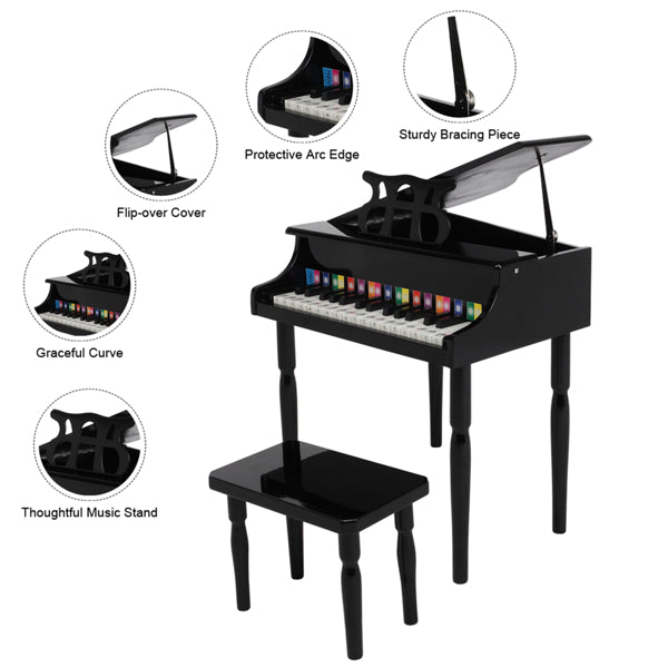 30-Key Children's Wooden Piano with Music Stand - Easy-to-Use and Durable Musical Toy for Kids - ToylandEU