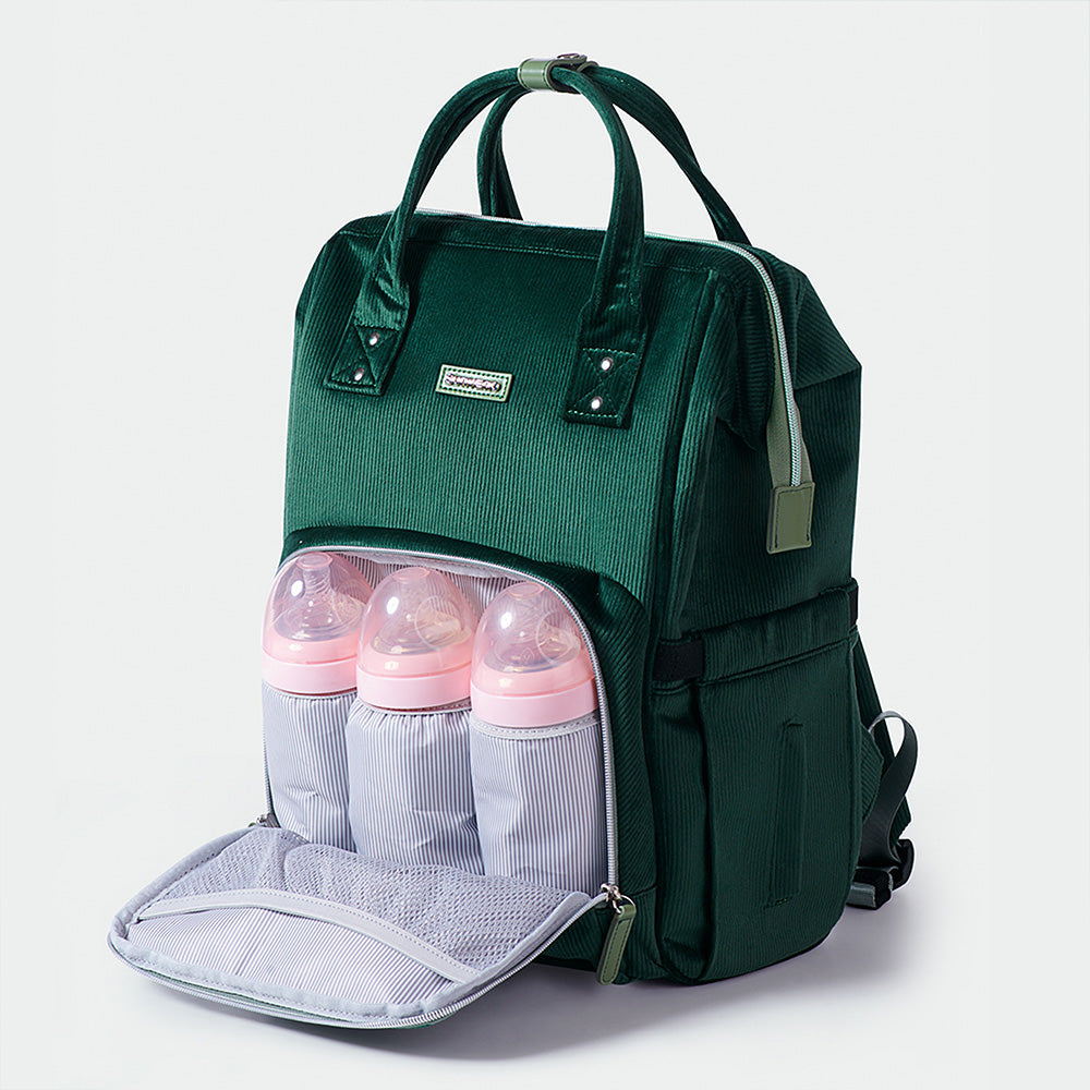 Contemporary Corduroy Diaper Backpack with Insulated Bottle Pockets - ToylandEU