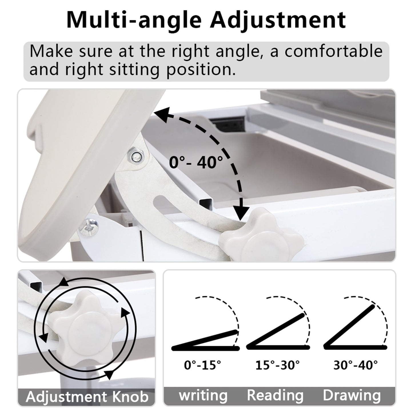 Height-Adjustable Children's Learning Table with Tilting Function and Chair - ToylandEU