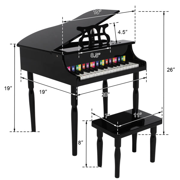 30-Key Children's Wooden Piano with Music Stand - Easy-to-Use and Durable Musical Toy for Kids - ToylandEU