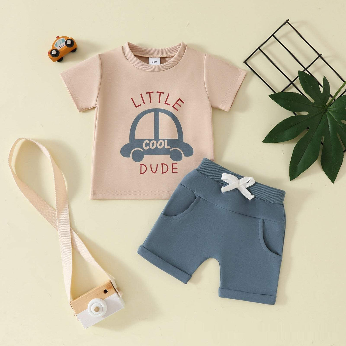 Boys' Short-Sleeve Pullover And Pocket Shorts Set | Round Neck | Embroidered Details