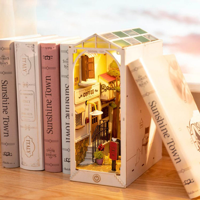 DIY Book Nook Wooden Miniature Doll House Kit with Light - ToylandEU