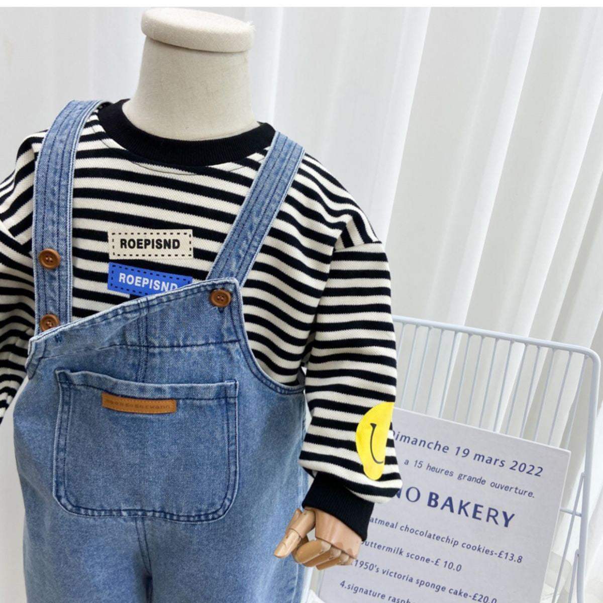Kids' Denim Suspender Pants | Simple Jeans Style | 90-140 cm