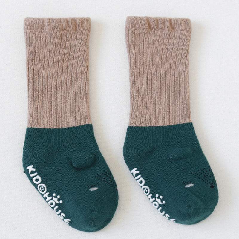 Baby Combed Cotton Socks | Terry Anti Skid Middle Tube | Toddler Animal Prints