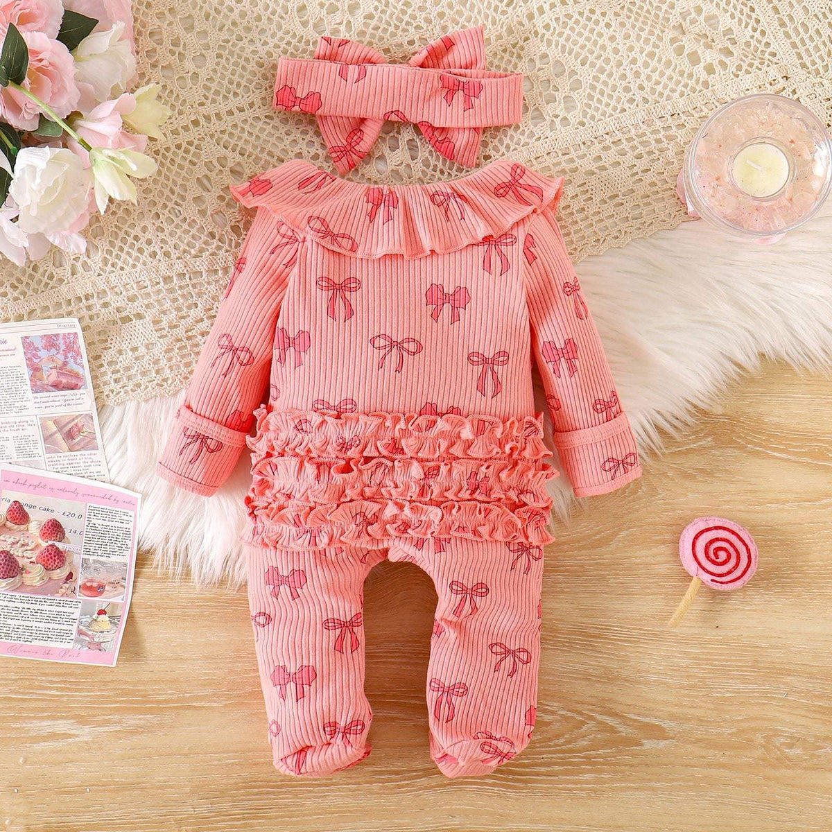 Baby Long-Sleeve One-Piece Romper | Solid, Cartoon And Floral Patterns
