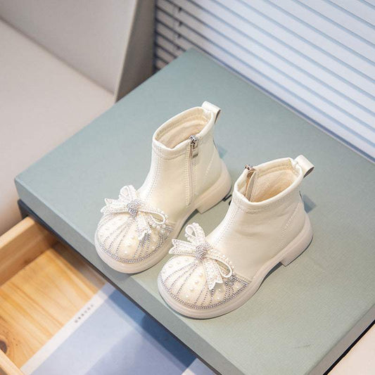 Kids' Rhinestone Soft Sole Booties | Low-Top, Fleece Option