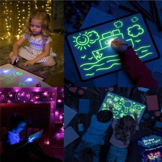 Light Up Drawing Pad | Flashlight Marker Design | Reusable Art Board For Kids