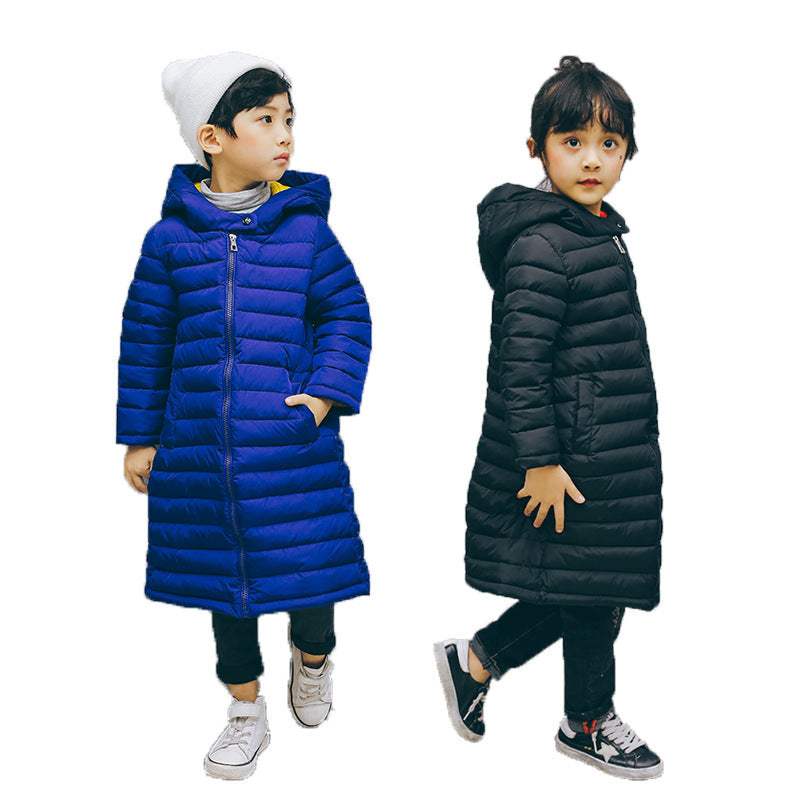 Kids' Winter Warm Mid-Length Cotton Coat | Black, Pink, Blue