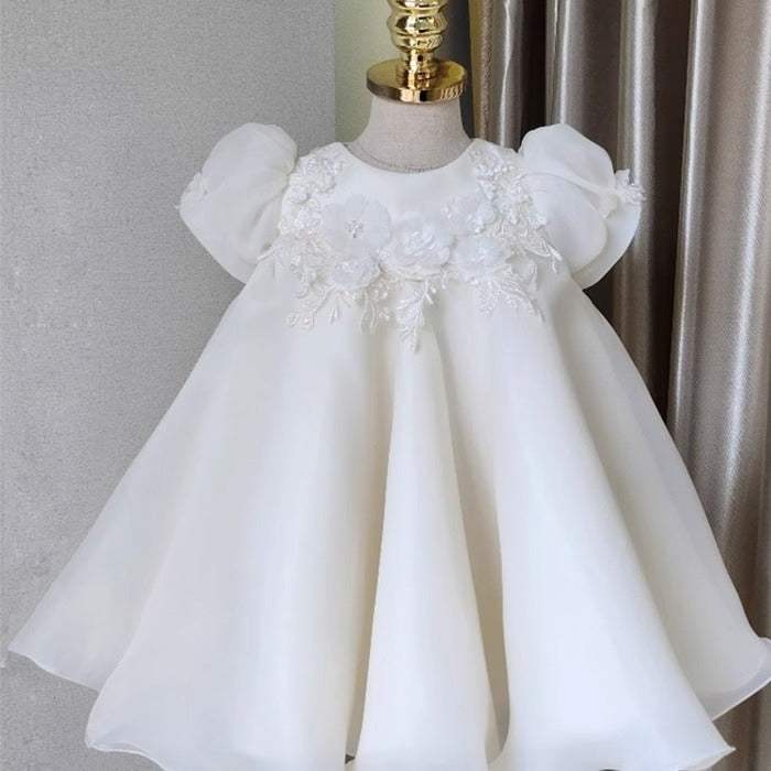 Girls Wedding Dress | Polyester Fabric | White Color | Sizes 80 To 130cm