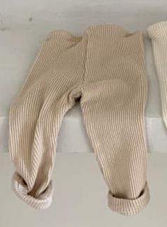 Baby Cotton Stretch Leggings | Pit Stripe Texture | 3 Months To 3 Years | Closed Crotch