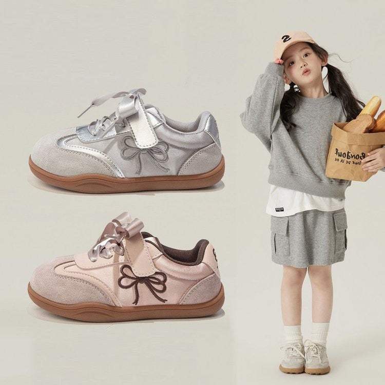 Girls' Bow Sneakers | Non-Slip Sole | Breathable Design | Lightweight