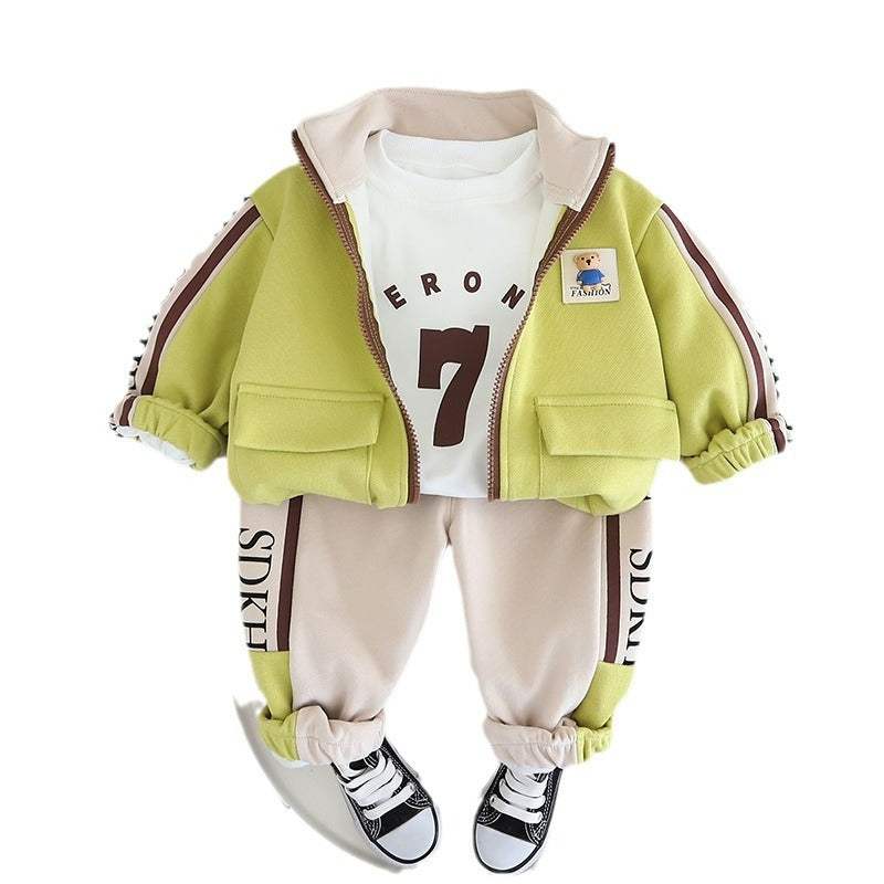 Boys' Spring Hoodie Jacket Three-Piece Set | Long Sleeve