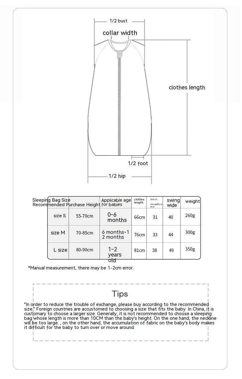Newborn Pure Cotton Vest-Style Baby Sleeping Bag | Ages 0-1 | Vest Style Style