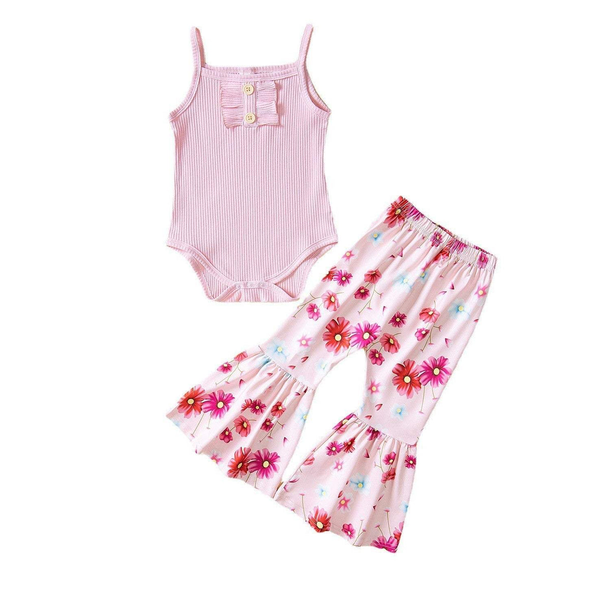 Girls' Summer Strap Set | Sleeveless With Long Pants