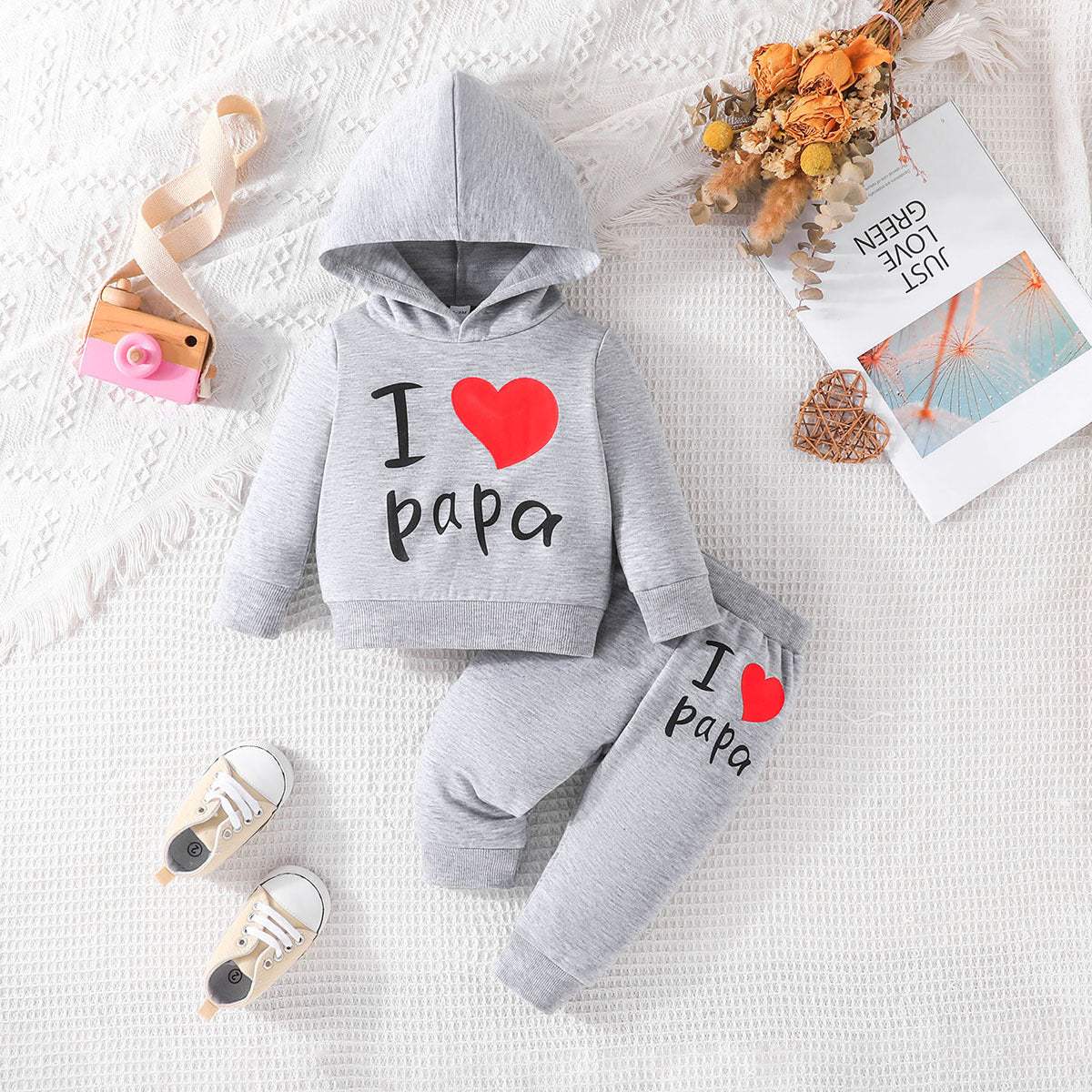 Kids' Hooded Printed Sweater And Trousers Set | Cartoon And Letter Prints | Seven Colors
