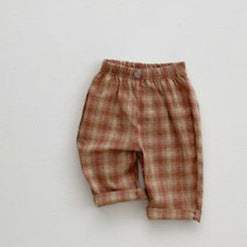Baby Boys' Plaid Trousers | Leisure | Orange, Gray And Green Plaid